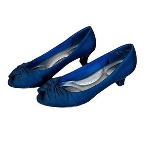 Abella EUC Black Fabric Peep Toe Dress Shoes Kitten Heel Size 8